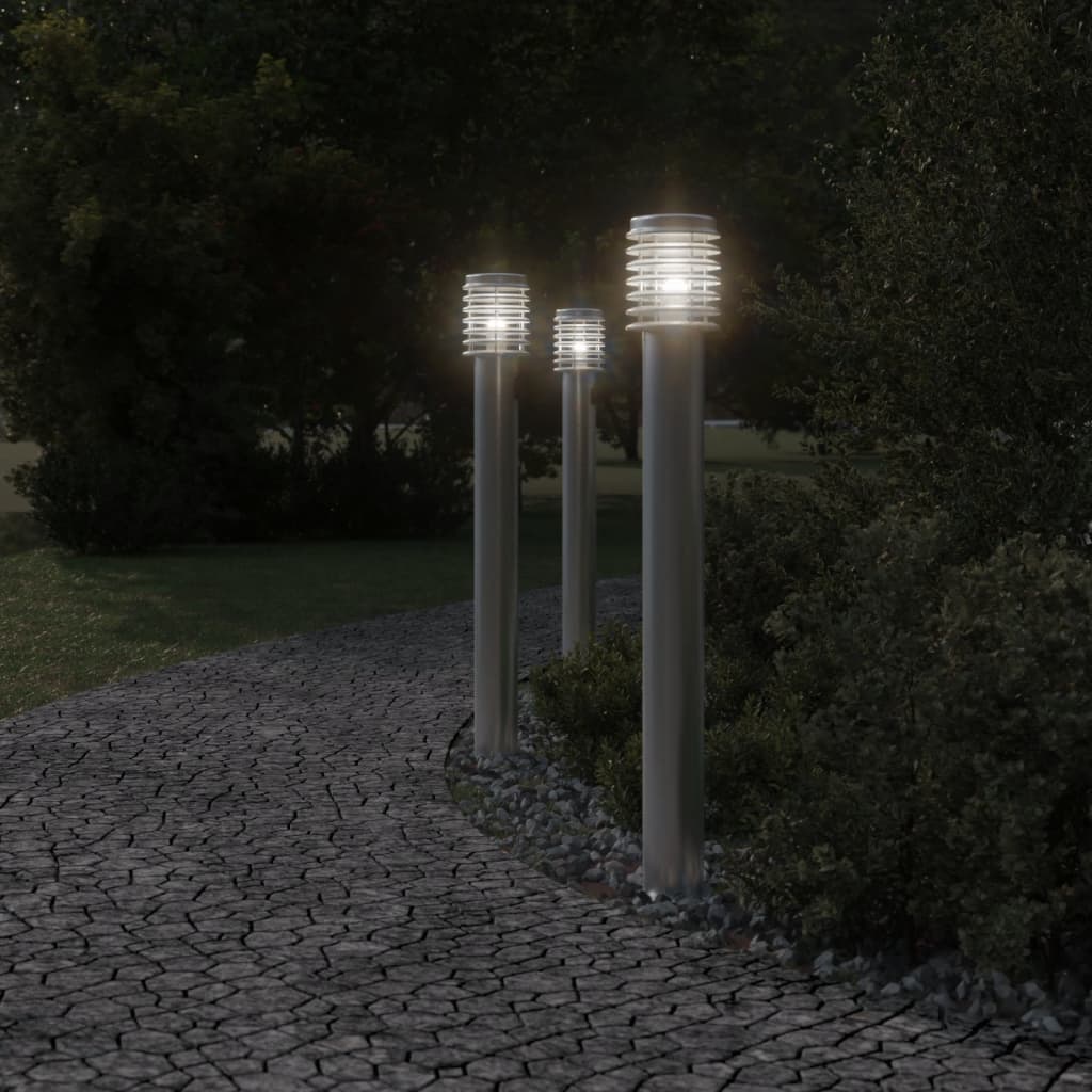 Buitenvloerlamp met stopcontact 110 cm roestvrijstaal zilver Buitenverlichting | Creëer jouw Trendy Thuis | Gratis bezorgd & Retour | Trendy.nl