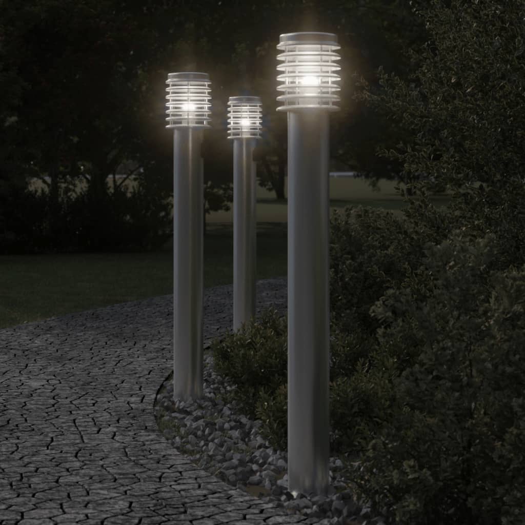 Buitenvloerlamp met stopcontact 110 cm roestvrijstaal zilver Buitenverlichting | Creëer jouw Trendy Thuis | Gratis bezorgd & Retour | Trendy.nl