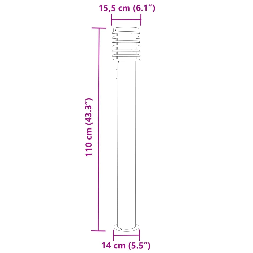 Buitenvloerlamp met stopcontact 110 cm roestvrijstaal zwart Buitenverlichting | Creëer jouw Trendy Thuis | Gratis bezorgd & Retour | Trendy.nl