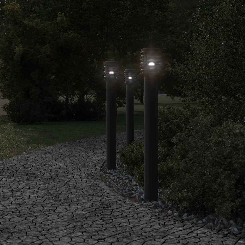 Buitenvloerlampen 3 st stopcontact 110 cm roestvrijstaal zwart Buitenverlichting | Creëer jouw Trendy Thuis | Gratis bezorgd & Retour | Trendy.nl