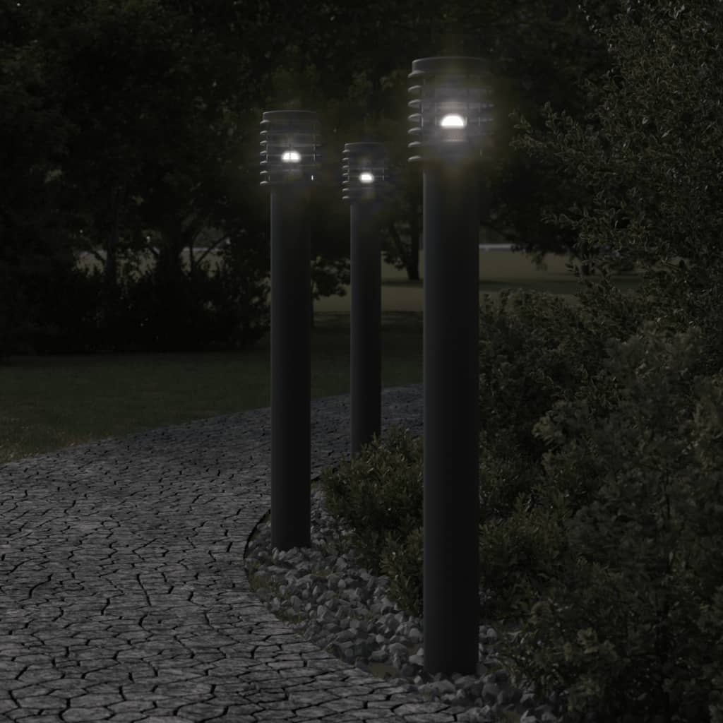 Buitenvloerlampen 3 st stopcontact 110 cm roestvrijstaal zwart Buitenverlichting | Creëer jouw Trendy Thuis | Gratis bezorgd & Retour | Trendy.nl