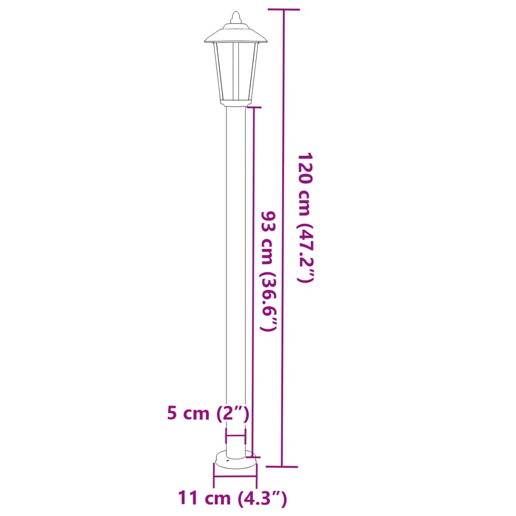 Vloerlamp voor buiten 120 cm roestvrijstaal zwart Buitenverlichting | Creëer jouw Trendy Thuis | Gratis bezorgd & Retour | Trendy.nl