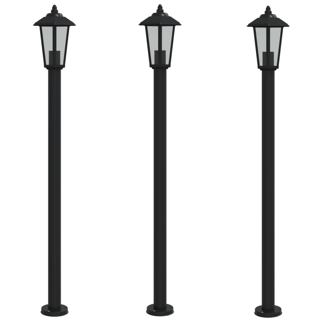 Vloerlamp voor buiten 3 st 120 cm roestvrijstaal zwart Buitenverlichting | Creëer jouw Trendy Thuis | Gratis bezorgd & Retour | Trendy.nl