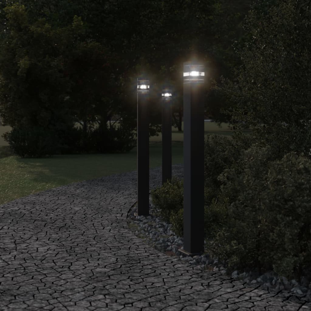 Vloerlampen voor buiten 3 st 110 cm aluminium zwart Buitenverlichting | Creëer jouw Trendy Thuis | Gratis bezorgd & Retour | Trendy.nl