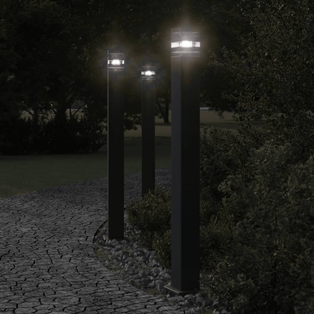 Vloerlampen voor buiten 3 st 110 cm aluminium zwart Buitenverlichting | Creëer jouw Trendy Thuis | Gratis bezorgd & Retour | Trendy.nl