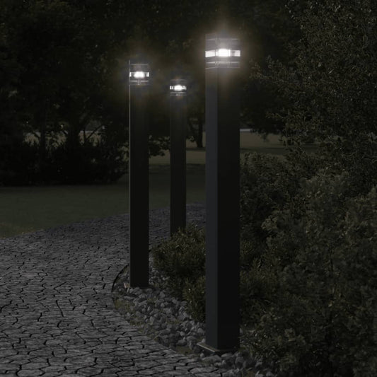 Vloerlampen voor buiten 3 st 110 cm aluminium zwart