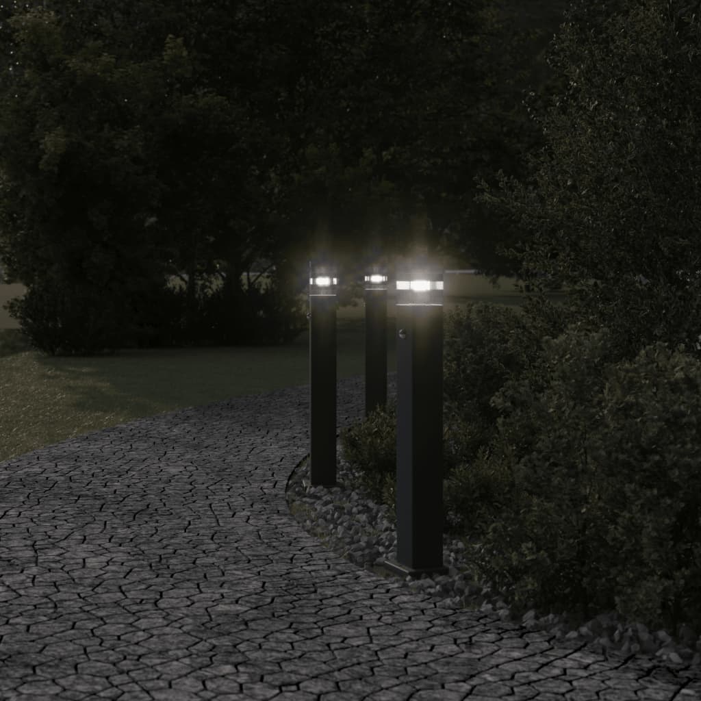 Vloerlampen voor buiten 3 st met sensor 80 cm aluminium zwart Buitenverlichting | Creëer jouw Trendy Thuis | Gratis bezorgd & Retour | Trendy.nl