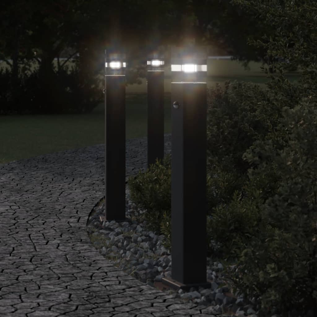 Vloerlampen voor buiten 3 st met sensor 80 cm aluminium zwart Buitenverlichting | Creëer jouw Trendy Thuis | Gratis bezorgd & Retour | Trendy.nl