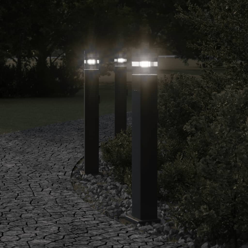 Buitenvloerlampen 3 st met stopcontact 80 cm aluminium zwart Buitenverlichting | Creëer jouw Trendy Thuis | Gratis bezorgd & Retour | Trendy.nl