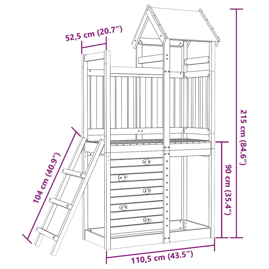 Speeltoren met rotswand 110,5x52,5x215 cm massief grenenhout Speelhuizen | Creëer jouw Trendy Thuis | Gratis bezorgd & Retour | Trendy.nl