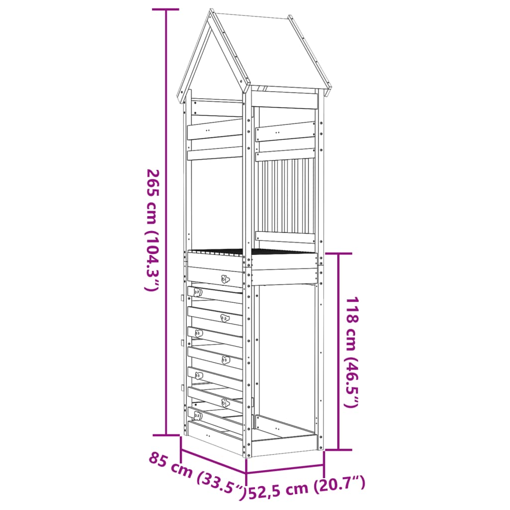 Speeltoren met klimwand 85x52,5x265 cm massief grenenhout Speelhuizen | Creëer jouw Trendy Thuis | Gratis bezorgd & Retour | Trendy.nl