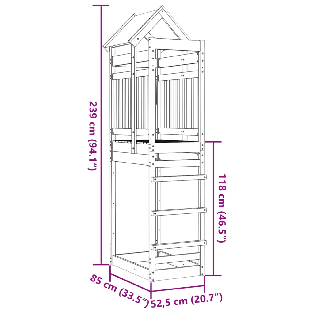 Speeltoren 85x52,5x239 cm geïmpregneerd grenenhout Speelhuizen | Creëer jouw Trendy Thuis | Gratis bezorgd & Retour | Trendy.nl