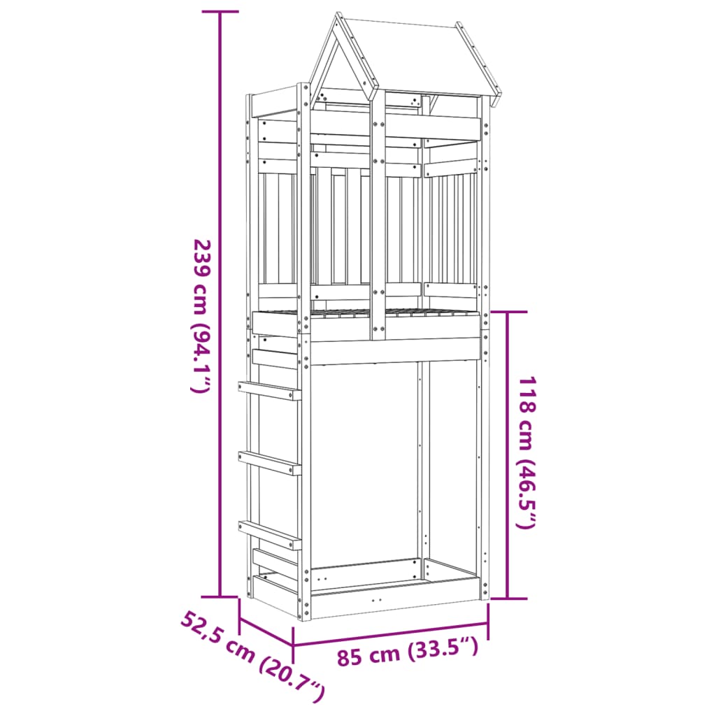 Speeltoren 85x52,5x239 cm massief grenenhout Speelhuizen | Creëer jouw Trendy Thuis | Gratis bezorgd & Retour | Trendy.nl