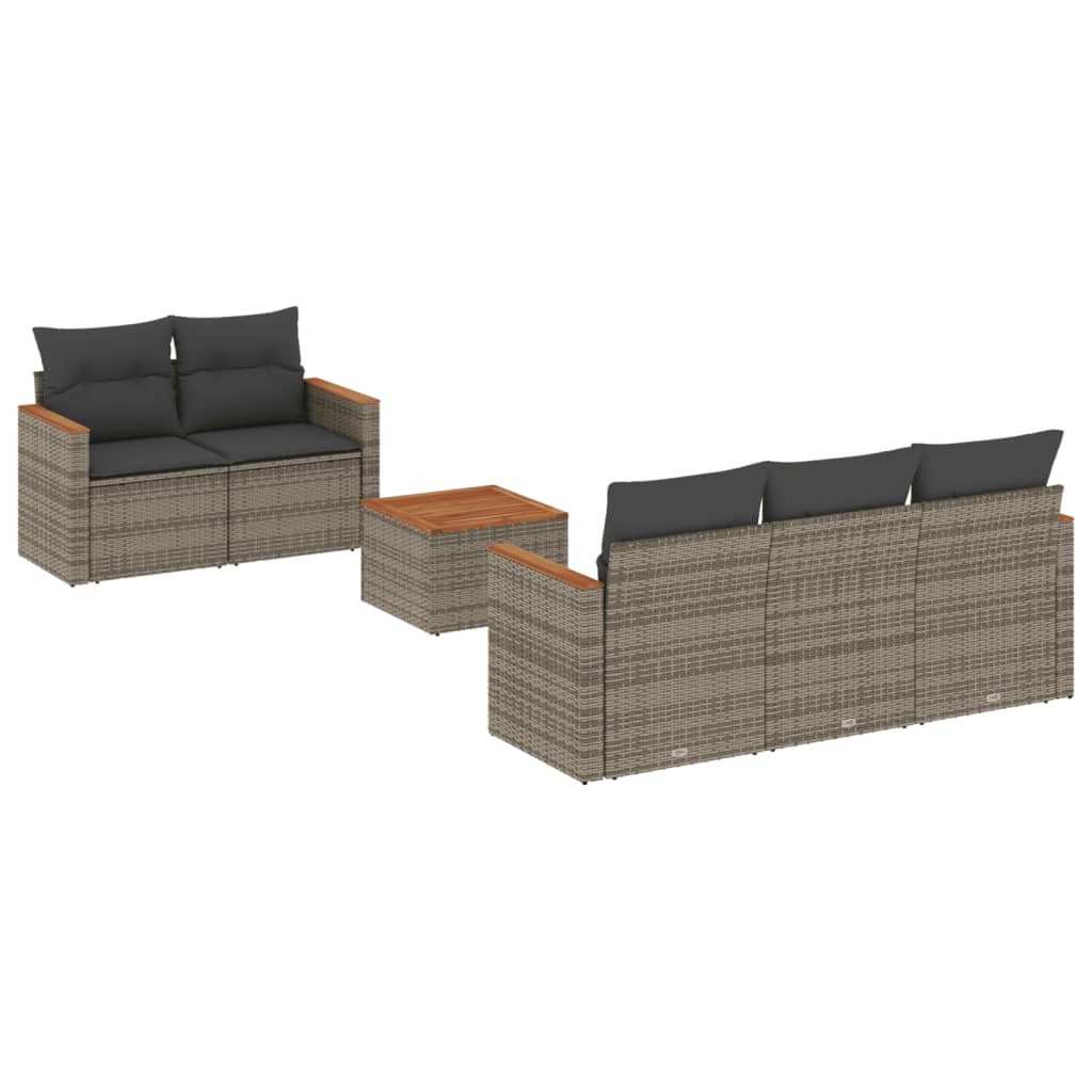 6-delige Loungeset met kussens poly rattan grijs Tuinsets | Creëer jouw Trendy Thuis | Gratis bezorgd & Retour | Trendy.nl