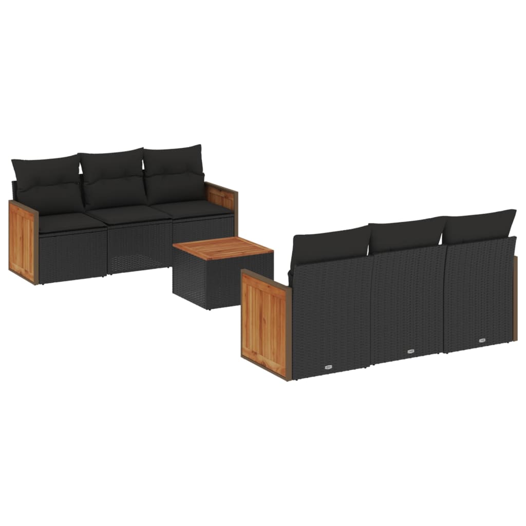 7-delige Loungeset met kussens poly rattan zwart Tuinsets | Creëer jouw Trendy Thuis | Gratis bezorgd & Retour | Trendy.nl