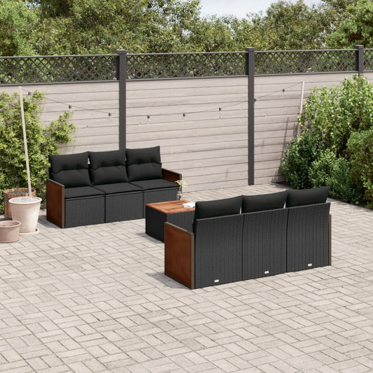 7-delige Loungeset met kussens poly rattan zwart Tuinsets | Creëer jouw Trendy Thuis | Gratis bezorgd & Retour | Trendy.nl