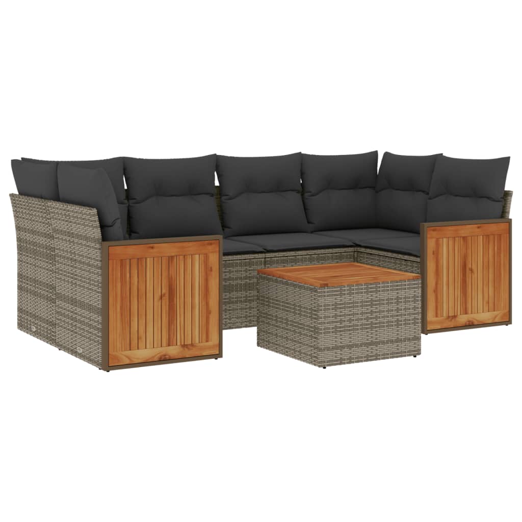 7-delige Loungeset met kussens poly rattan grijs Tuinsets | Creëer jouw Trendy Thuis | Gratis bezorgd & Retour | Trendy.nl