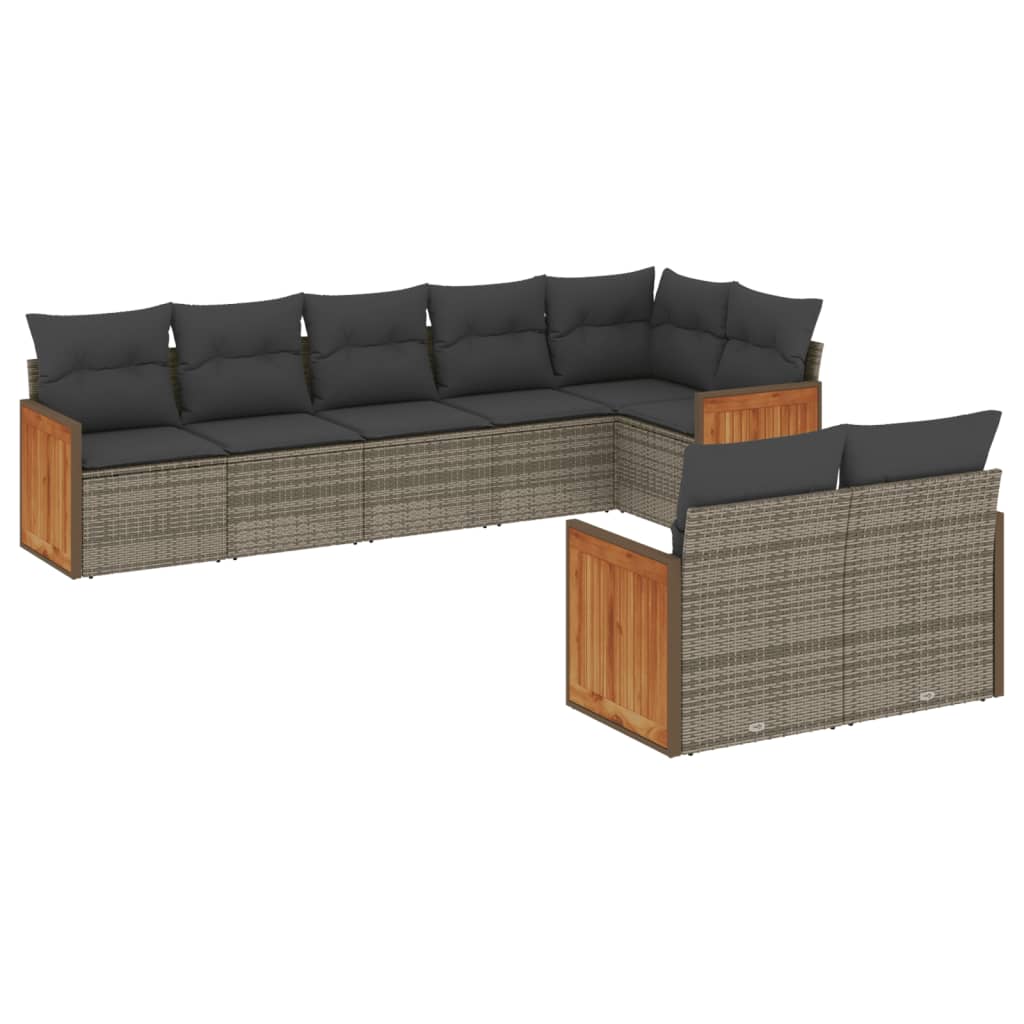 8-delige Loungeset met kussens poly rattan grijs Tuinsets | Creëer jouw Trendy Thuis | Gratis bezorgd & Retour | Trendy.nl