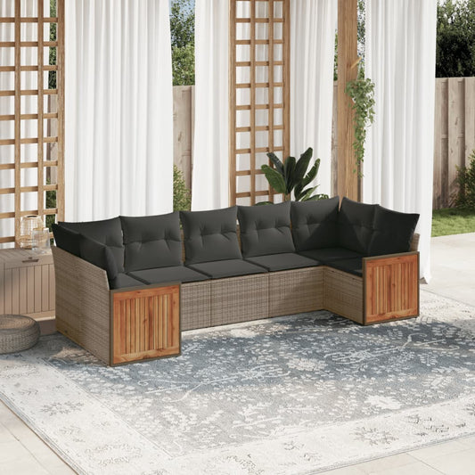 7-delige Loungeset met kussens poly rattan grijs Tuinsets | Creëer jouw Trendy Thuis | Gratis bezorgd & Retour | Trendy.nl