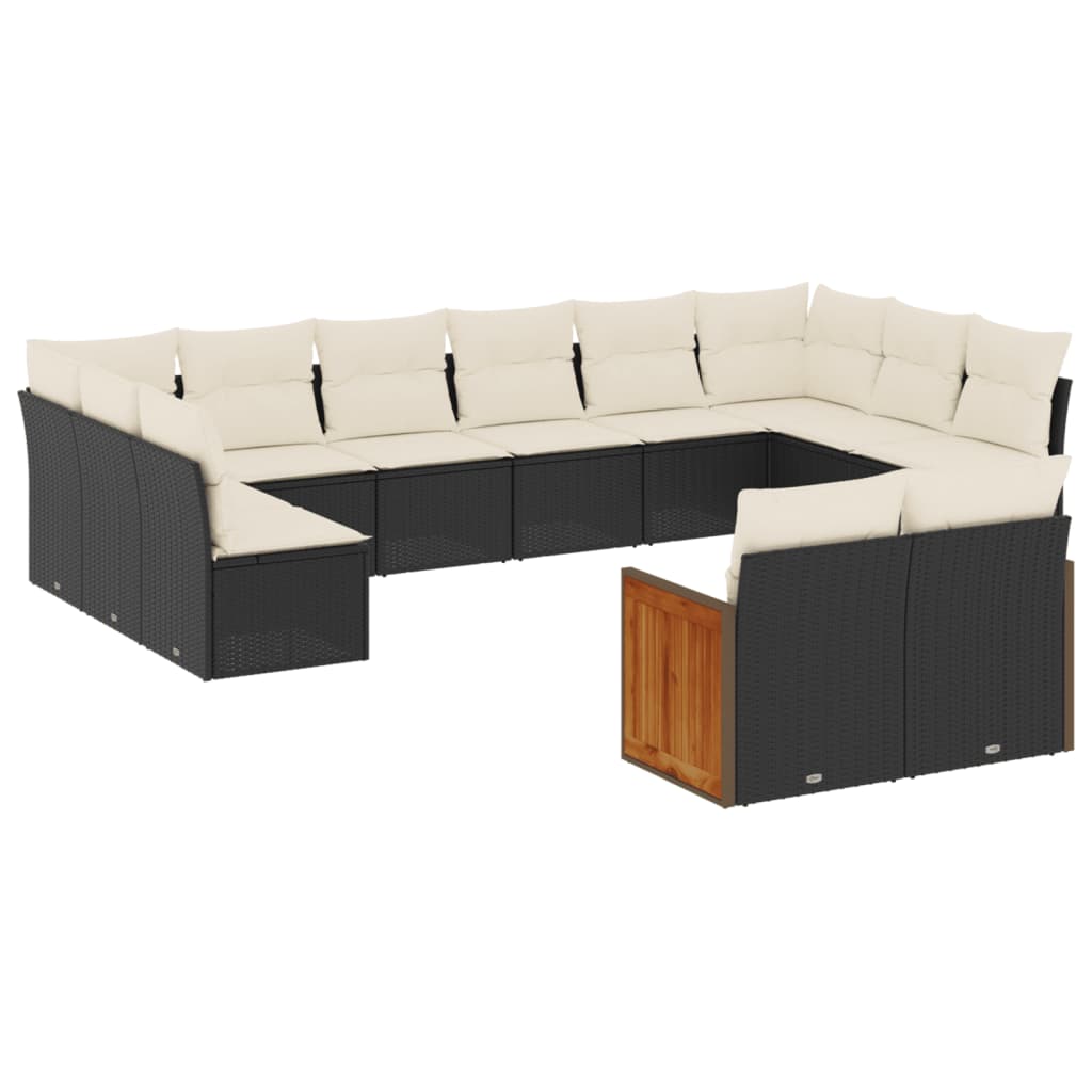 12-delige Loungeset met kussens poly rattan zwart Tuinsets | Creëer jouw Trendy Thuis | Gratis bezorgd & Retour | Trendy.nl