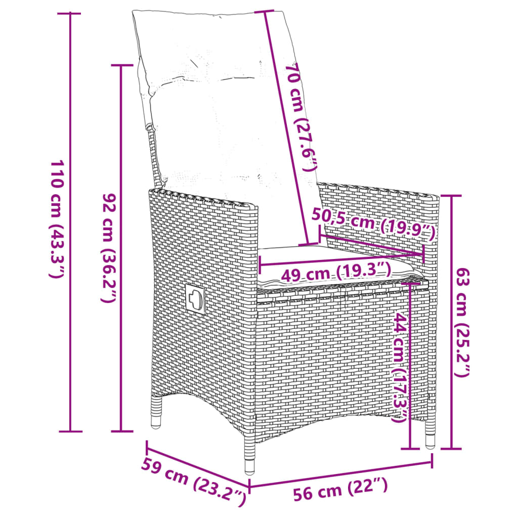 3-delige Bistroset met kussens poly rattan beige Tuinsets | Creëer jouw Trendy Thuis | Gratis bezorgd & Retour | Trendy.nl