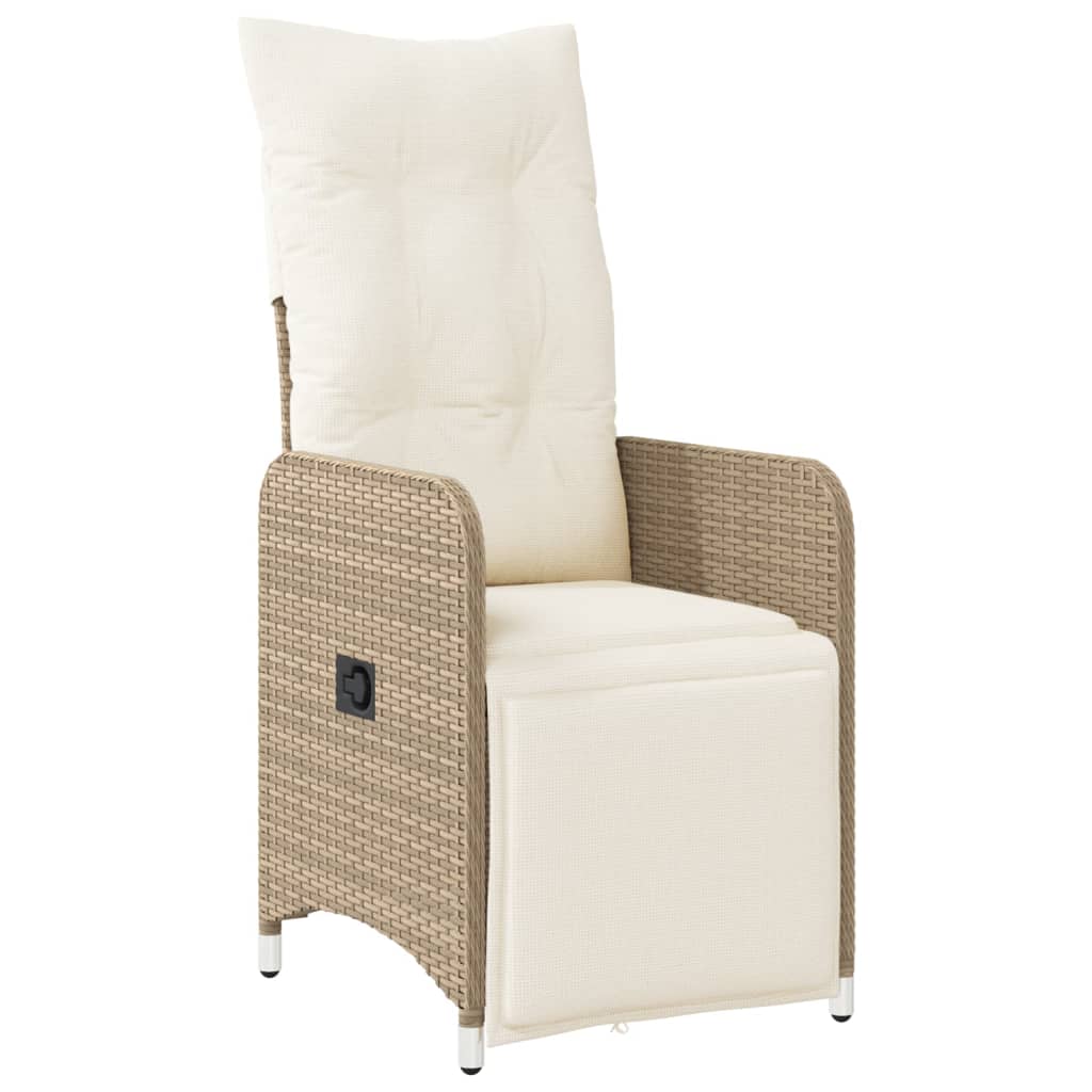 9-delige Bistroset met kussens poly rattan beige