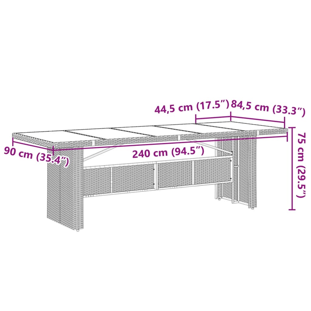 11-delige Bistroset met kussens poly rattan grijs