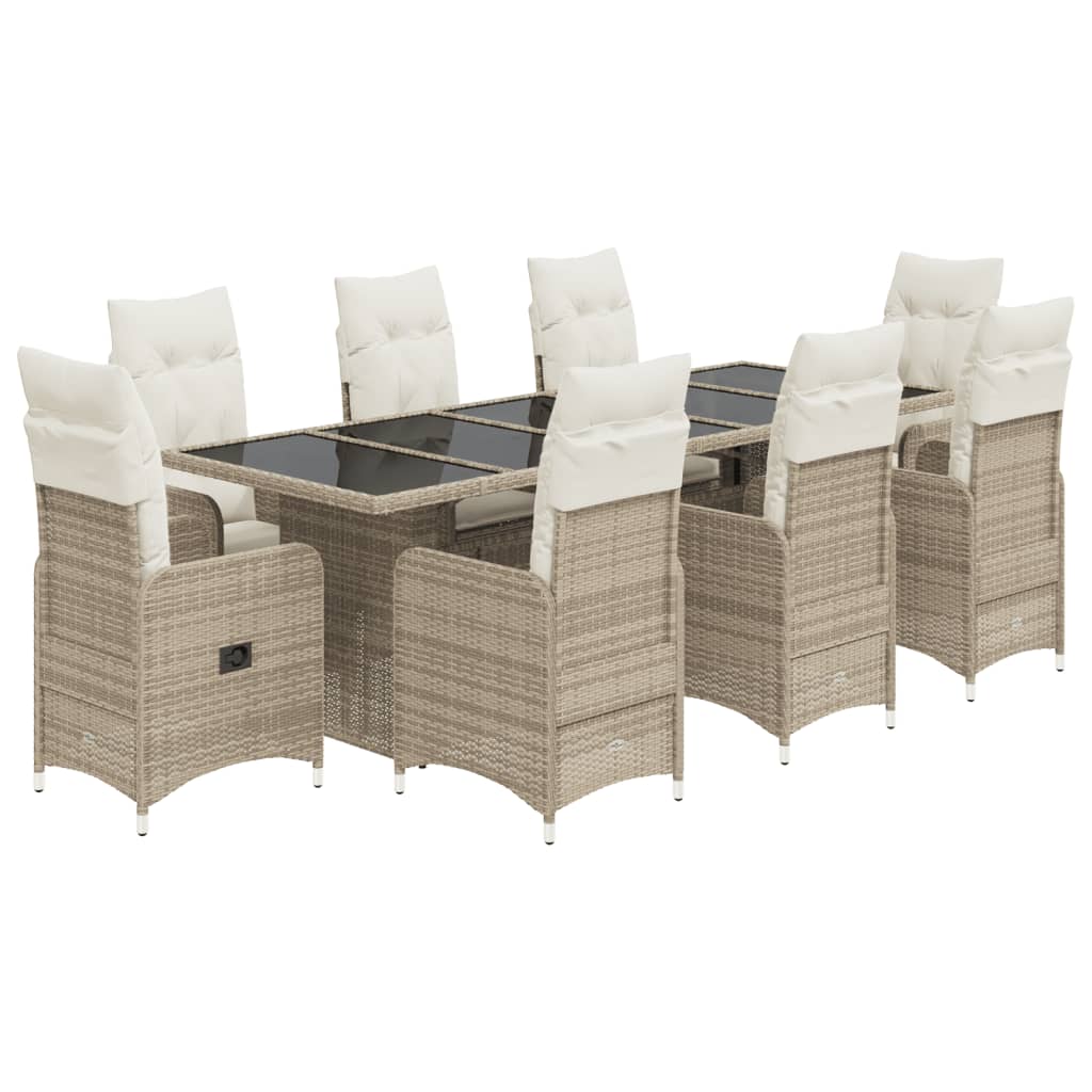 9-delige Bistroset met kussens poly rattan beige Tuinsets | Creëer jouw Trendy Thuis | Gratis bezorgd & Retour | Trendy.nl