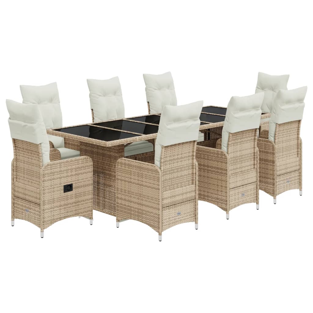 9-delige Bistroset met kussens poly rattan beige Tuinsets | Creëer jouw Trendy Thuis | Gratis bezorgd & Retour | Trendy.nl