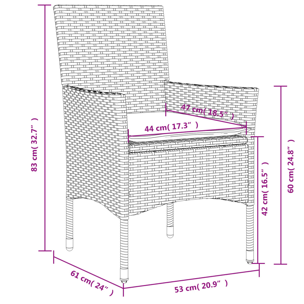 5-delige Tuinset met kussens poly rattan en glas zwart Tuinsets | Creëer jouw Trendy Thuis | Gratis bezorgd & Retour | Trendy.nl