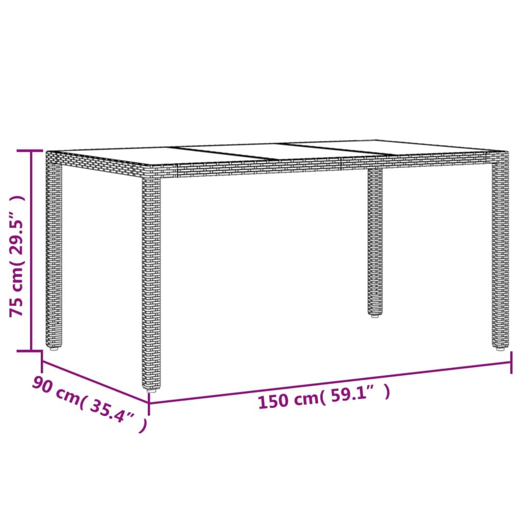 5-delige Tuinset met kussens poly rattan en glas bruin Tuinsets | Creëer jouw Trendy Thuis | Gratis bezorgd & Retour | Trendy.nl