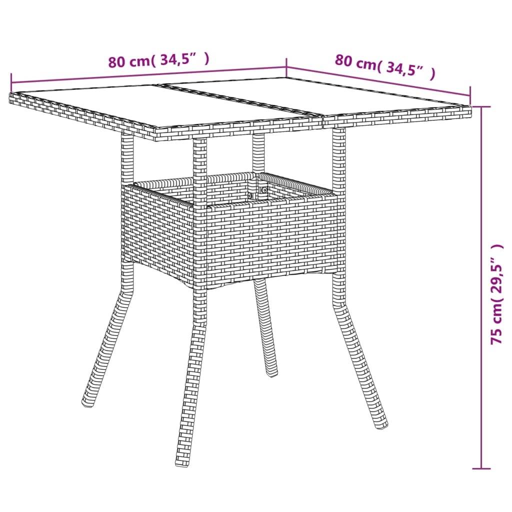 5-delige Tuinset met kussens poly rattan en glas bruin Tuinsets | Creëer jouw Trendy Thuis | Gratis bezorgd & Retour | Trendy.nl