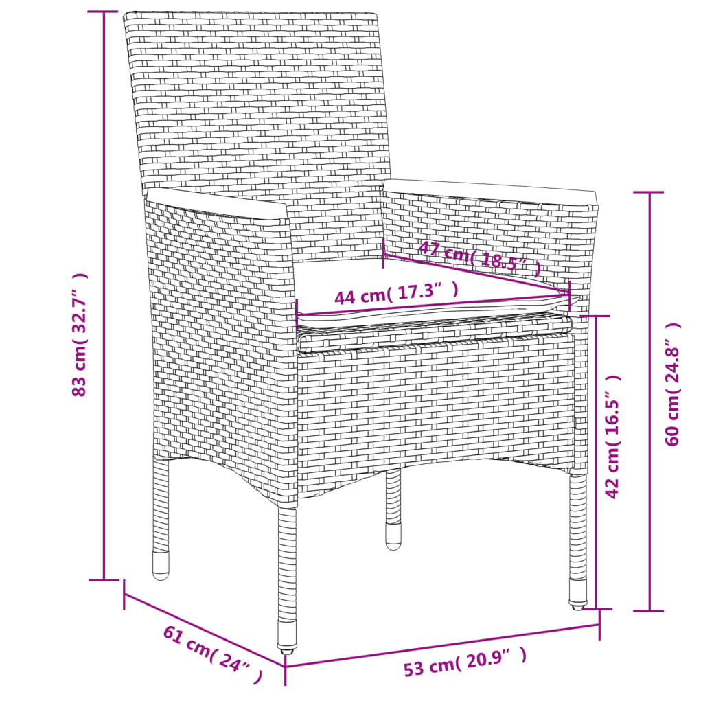 7-delige Tuinset met kussens poly rattan en acaciahout zwart Tuinsets | Creëer jouw Trendy Thuis | Gratis bezorgd & Retour | Trendy.nl