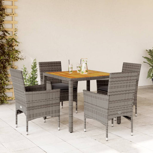 5-delige Loungeset met kussens poly rattan en acaciahout grijs Tuinsets | Creëer jouw Trendy Thuis | Gratis bezorgd & Retour | Trendy.nl