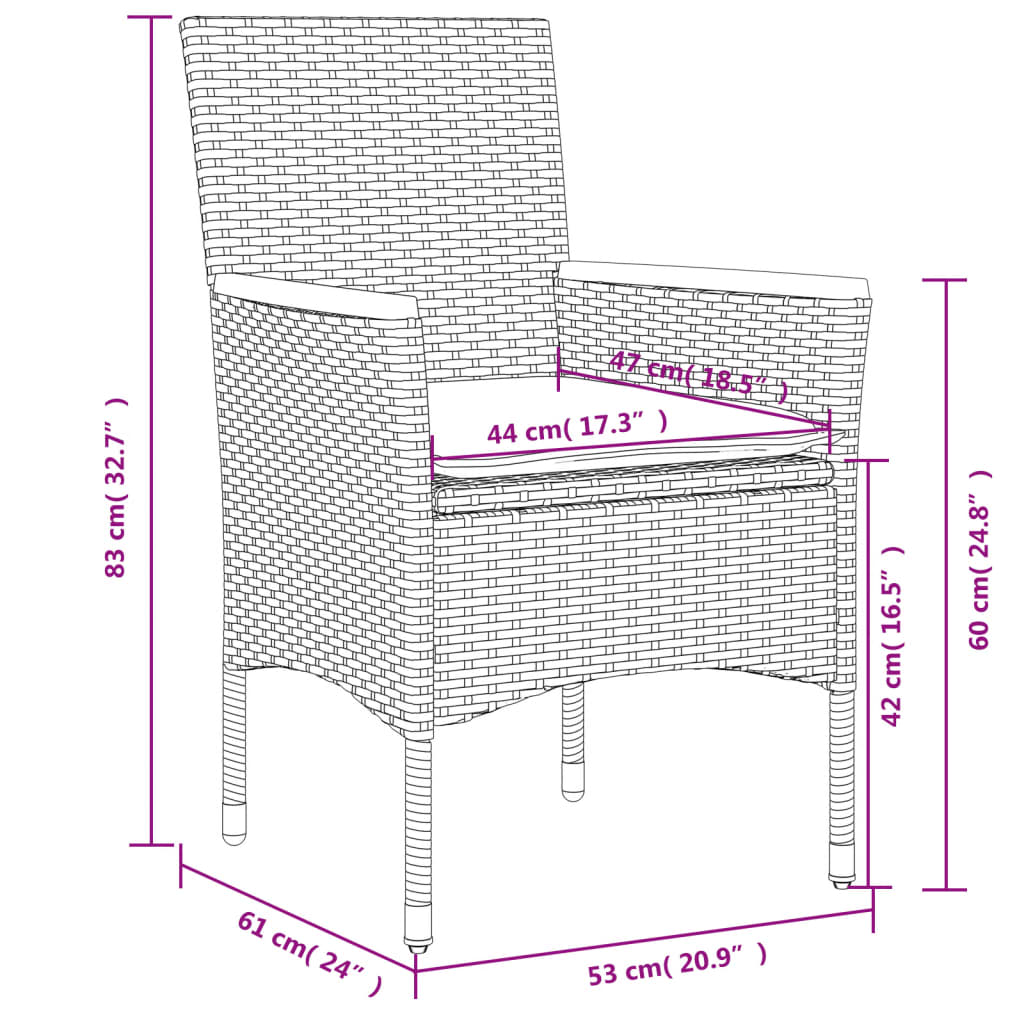 5-delige Loungeset met kussens poly rattan en acaciahout zwart Tuinsets | Creëer jouw Trendy Thuis | Gratis bezorgd & Retour | Trendy.nl