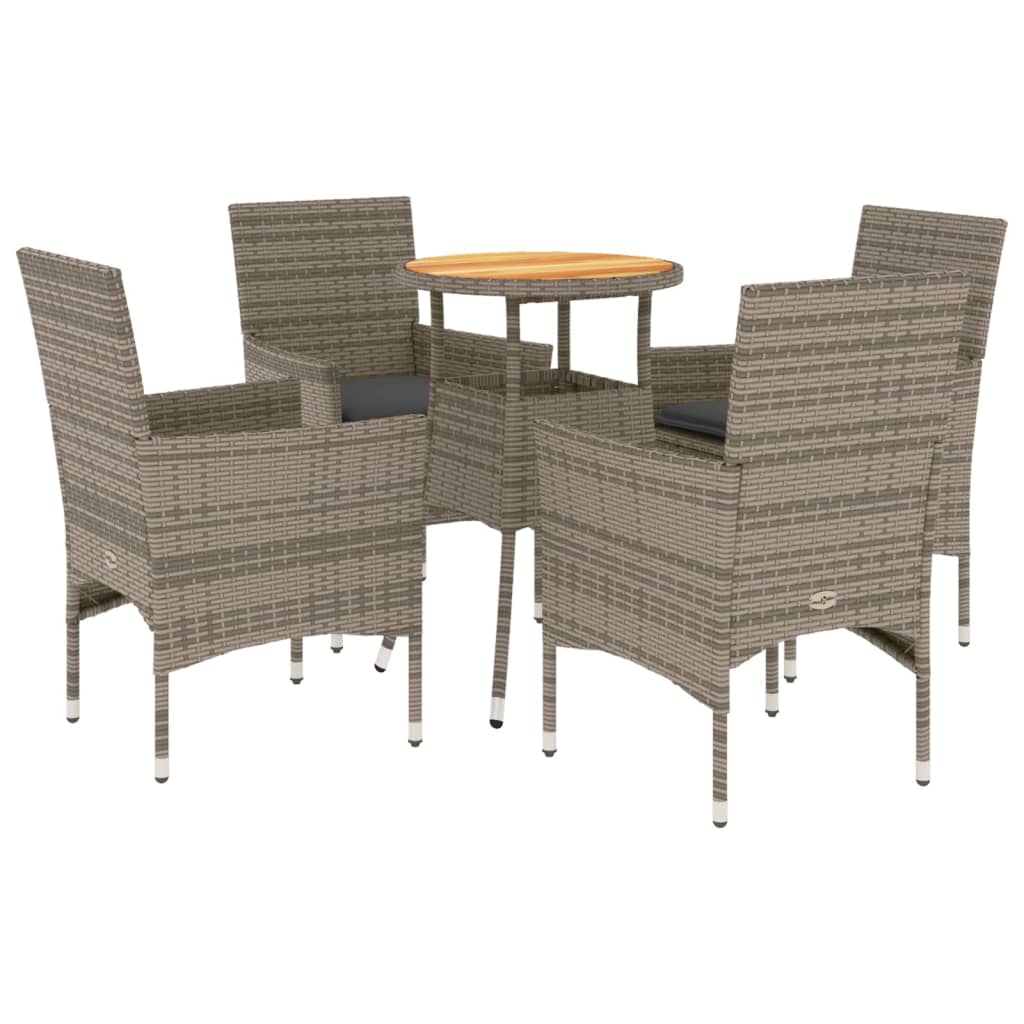 5-delige Loungeset met kussens poly rattan en acaciahout grijs Tuinsets | Creëer jouw Trendy Thuis | Gratis bezorgd & Retour | Trendy.nl