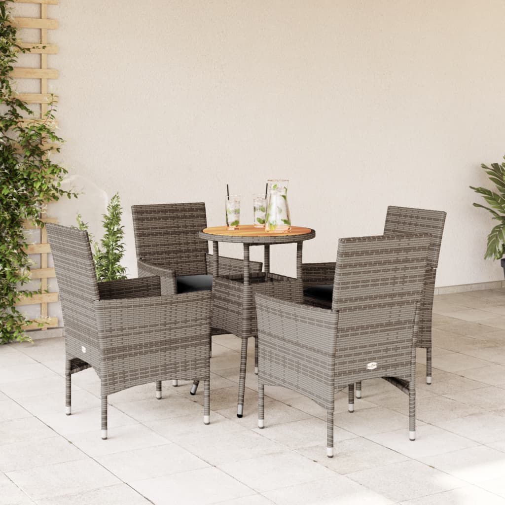 5-delige Loungeset met kussens poly rattan en acaciahout grijs Tuinsets | Creëer jouw Trendy Thuis | Gratis bezorgd & Retour | Trendy.nl