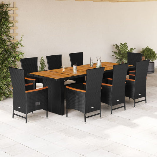 9-delige Tuinset poly rattan zwart