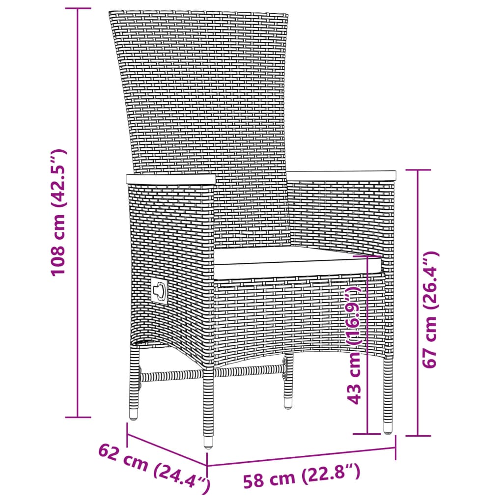 11-delige Tuinset met kussens poly rattan zwart