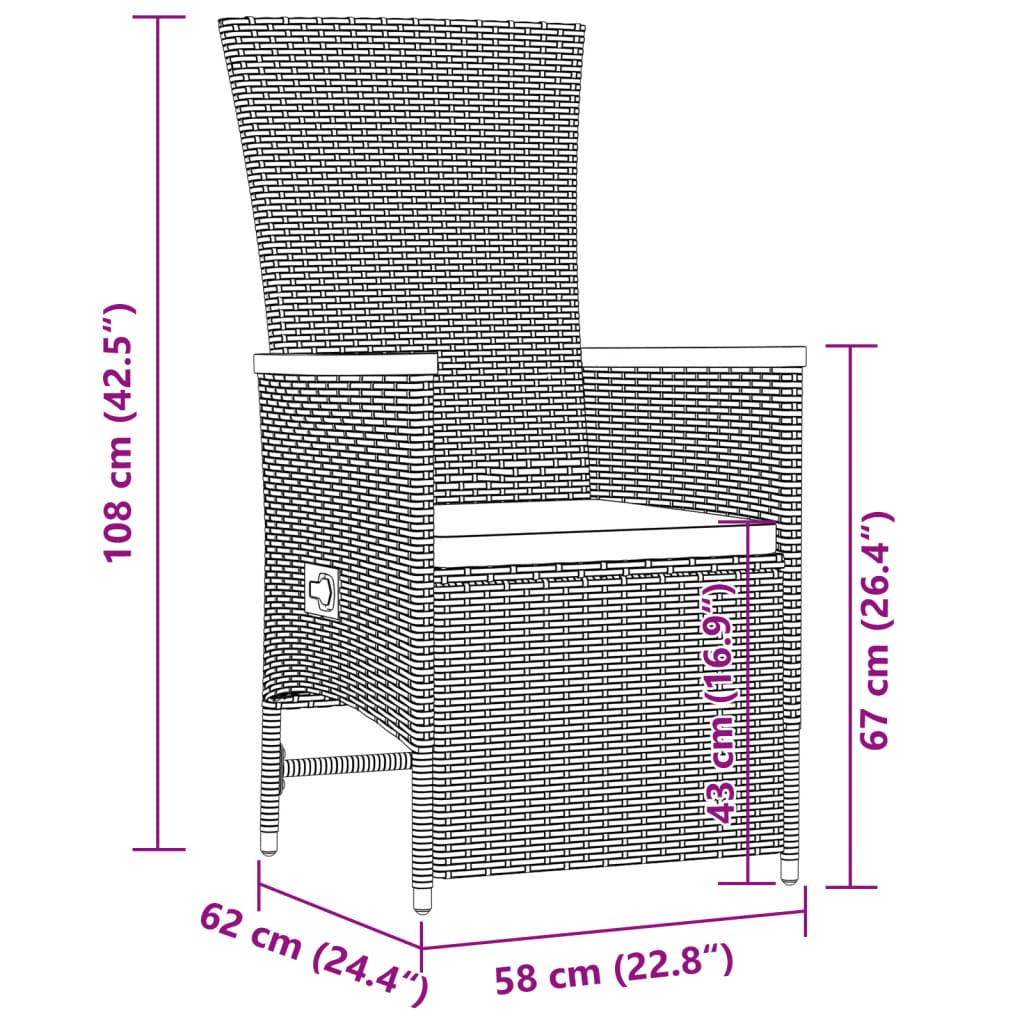 11-delige Tuinset met kussens poly rattan zwart