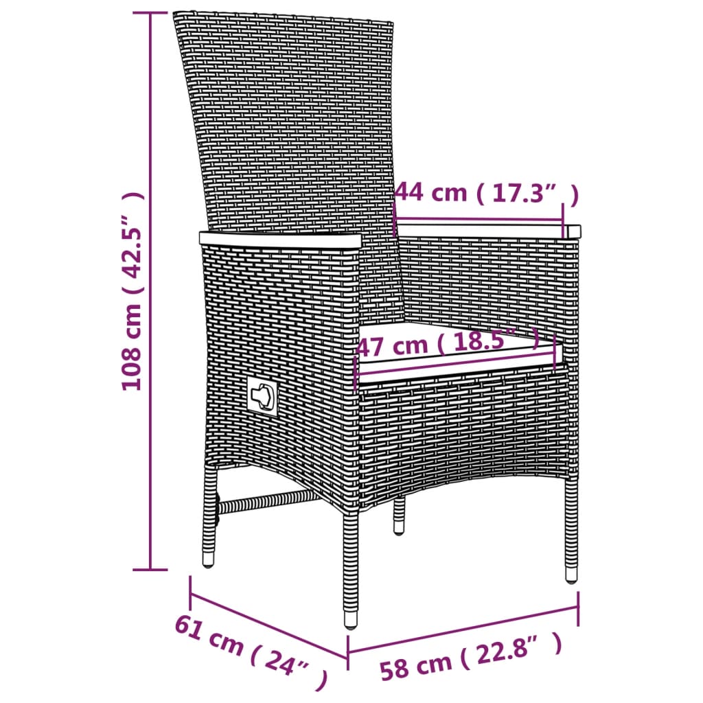 9-delige Tuinset met kussens poly rattan grijs Tuinsets | Creëer jouw Trendy Thuis | Gratis bezorgd & Retour | Trendy.nl