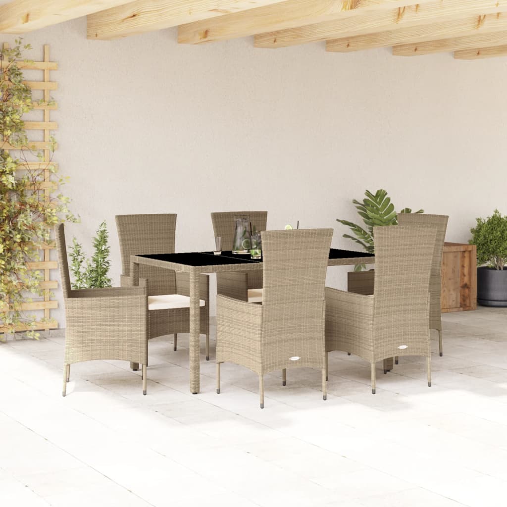 7-delige Tuinset met kussens poly rattan beige Tuinsets | Creëer jouw Trendy Thuis | Gratis bezorgd & Retour | Trendy.nl