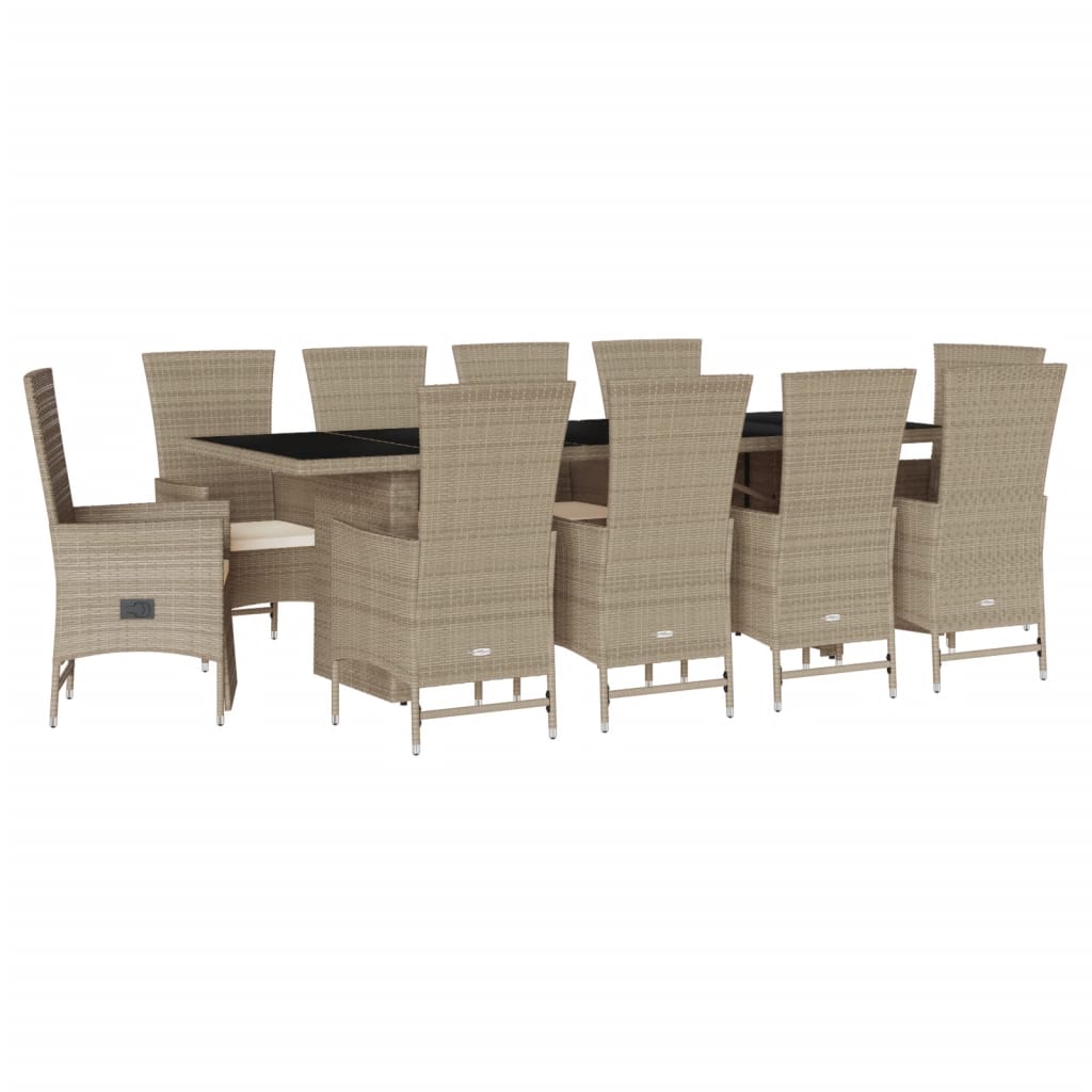 11-delige Tuinset met kussens poly rattan beige Tuinsets | Creëer jouw Trendy Thuis | Gratis bezorgd & Retour | Trendy.nl