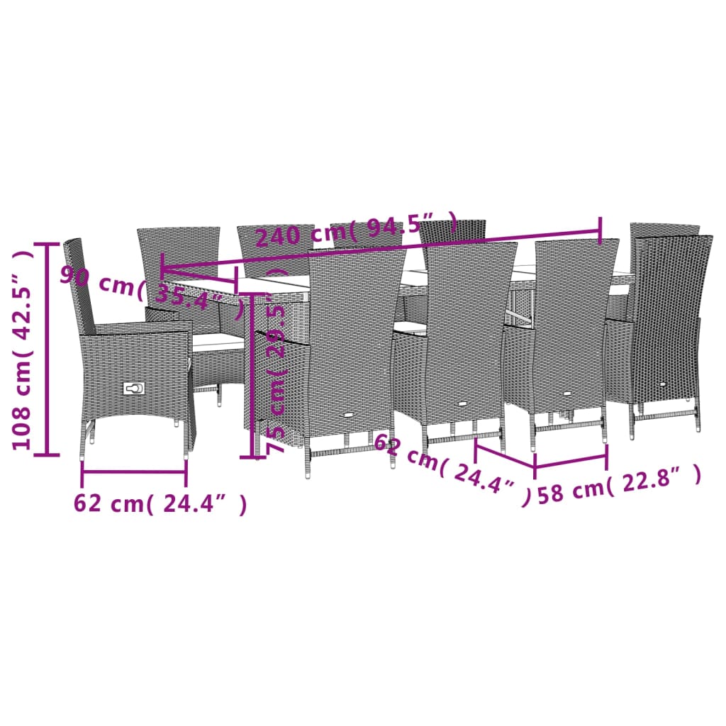 11-delige Tuinset met kussens poly rattan beige Tuinsets | Creëer jouw Trendy Thuis | Gratis bezorgd & Retour | Trendy.nl