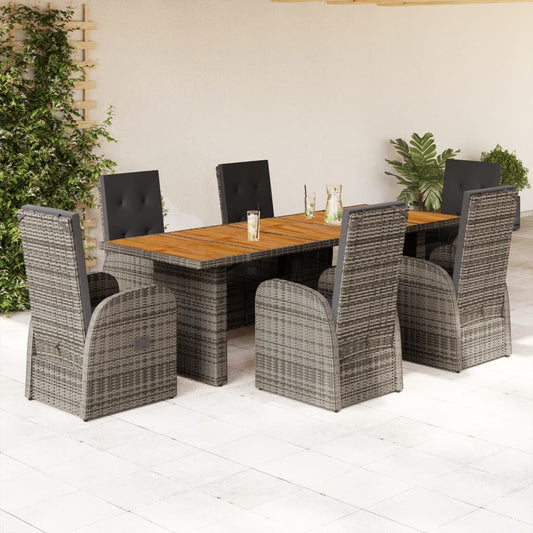 7-delige Tuinset met kussens poly rattan grijs Tuinsets | Creëer jouw Trendy Thuis | Gratis bezorgd & Retour | Trendy.nl