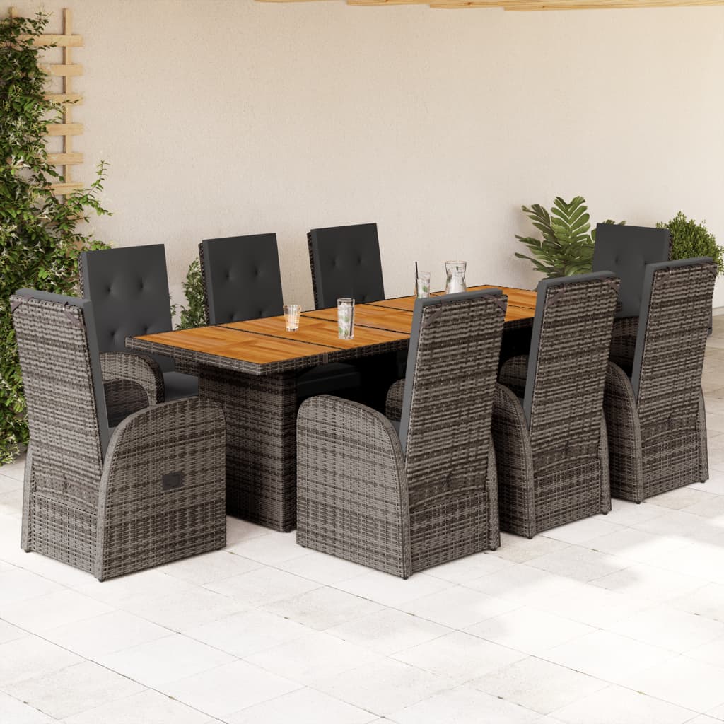 9-delige Tuinset met kussens poly rattan grijs Tuinsets | Creëer jouw Trendy Thuis | Gratis bezorgd & Retour | Trendy.nl