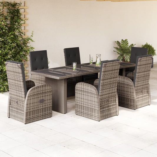 7-delige Tuinset met kussens poly rattan grijs Tuinsets | Creëer jouw Trendy Thuis | Gratis bezorgd & Retour | Trendy.nl