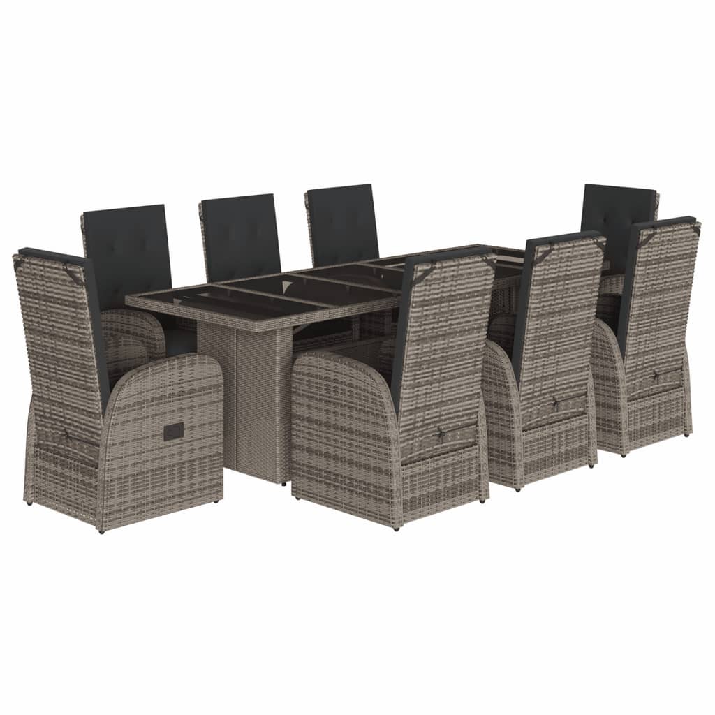 9-delige Tuinset met kussens poly rattan grijs Tuinsets | Creëer jouw Trendy Thuis | Gratis bezorgd & Retour | Trendy.nl