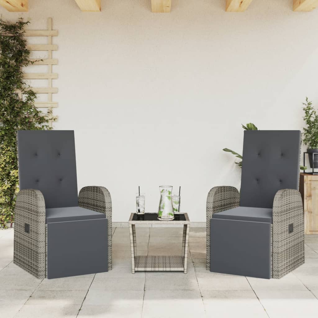 3-delige Tuinset met kussens poly rattan grijs Tuinsets | Creëer jouw Trendy Thuis | Gratis bezorgd & Retour | Trendy.nl