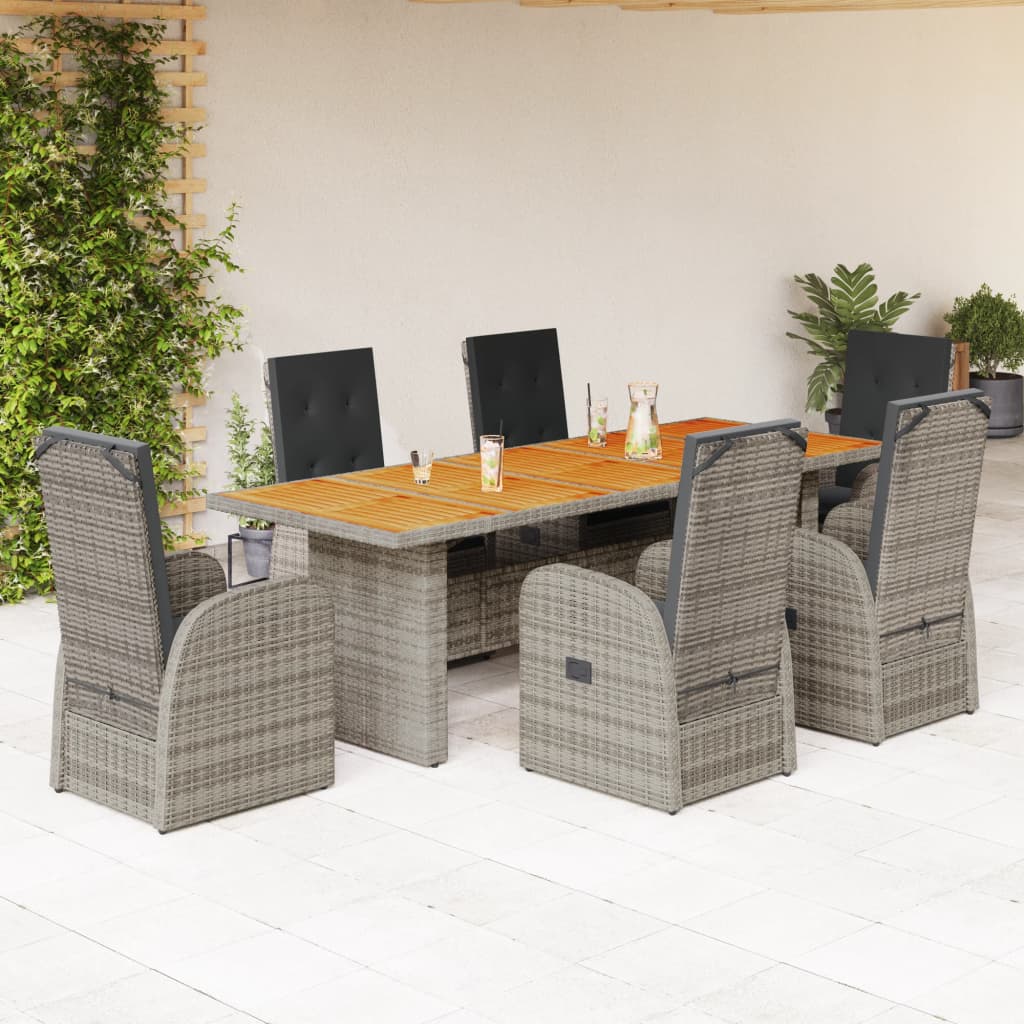 7-delige Tuinset met kussens poly rattan grijs Tuinsets | Creëer jouw Trendy Thuis | Gratis bezorgd & Retour | Trendy.nl